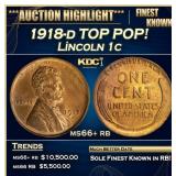 1918-d Lincoln Cent TOP POP! 1c ms66+ rb SEGS