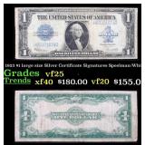 1923 $1 large size Silver Certificate Grades vf+ S