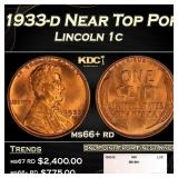 1933-d Lincoln Cent Near Top Pop 1c ms66+ rd SEGS