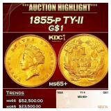 1855-p Gold Dollar TY-II $1 ms65+ SEGS