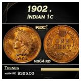 1902 Indian Cent . 1c Grades ms64 rd