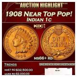 1908 Indian Cent Near Top Pop! 1c ms66+ rd SEGS