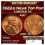 1922-d Lincoln Cent Near Top Pop 1c ms65+ rd SEGS