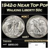 1942-d Walking Liberty Half Dollar Near Top Pop 50