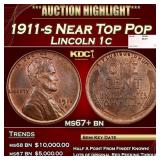1911-s Lincoln Cent Near Top Pop 1c ms67+ bn SEGS