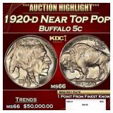 1920-d Buffalo Nickel Near Top Pop! 5c ms66 SEGS