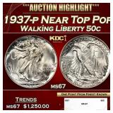 1937-p Walking Liberty Half Dollar Near Top Pop 50