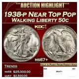 1938-p Walking Liberty Half Dollar Near Top Pop 50