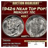 1942-s Mercury Dime Near Top Pop! 10c ms67+ fsb SE