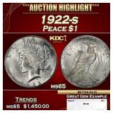 1922-s Peace Dollar $1 ms65 SEGS