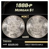 1888-p Morgan Dollar $1 Grades ms65