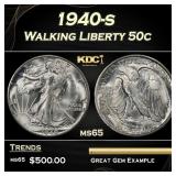 1940-s Walking Liberty Half Dollar 50c Grades ms65