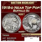 1918-d Buffalo Nickel Near Top Pop! 5c ms66+ SEGS