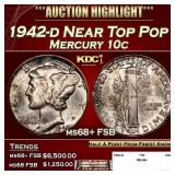 1942-d Mercury Dime Near Top Pop 10c ms68+ FSB SEG