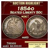 1854-o Seated Half Dollar 50c ms63 USCG
