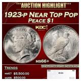 1923-p Peace Dollar Near Top Pop $1 ms66+ SEGS