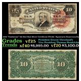 1886 $10 Red Seal Silver Certificate "Tombstone" F
