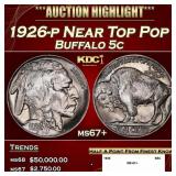 1926-p Buffalo Nickel Near Top Pop 5c ms67+ SEGS