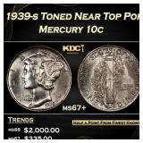 1939-s Mercury Dime Toned Near Top Pop 10c ms67+ S