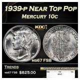 1939-p Mercury Dime Near Top Pop 10c ms67 FSB SEGS