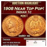 1908 Indian Cent Near Top Pop! 1c ms66+ rd SEGS