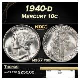 1940-d Mercury Dime 10c ms67 fsb SEGS