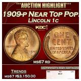 1909-p Lincoln Cent Near Top Pop! 1c ms67 rd SEGS