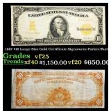 1907 $10 Large Size Gold Certificate Grades vf+ Si