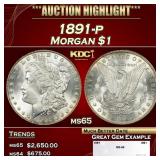 1891-p Morgan Dollar $1 Grades ms65 SEGS
