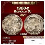 1928-d Buffalo Nickel 5c ms65+ SEGS