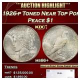 1926-p Peace Dollar Toned Near Top Pop $1 ms66+ SE