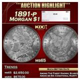 1891-p Morgan Dollar $1 Grades ms65 SEGS