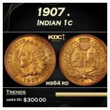1907 Indian Cent . 1c Grades ms64 rd