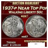 1937-p Walking Liberty Half Dollar Near Top Pop 50
