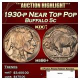 1930-p Buffalo Nickel Near Top Pop 5c ms66+ SEGS