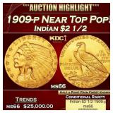 1909-p Gold Indian Quarter Eagle Near Top Pop! $2