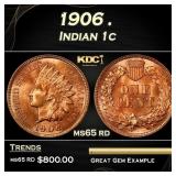 1906 Indian Cent . 1c Grades ms65 rd