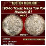 1904-o Morgan Dollar Toned Near Top Pop $1 ms66+ S