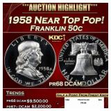 1958 Proof Franklin Half Dollar Near Top Pop! 50c