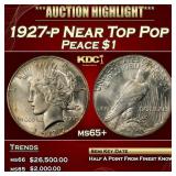 1927-p Peace Dollar Near Top Pop $1 ms65+ SEGS