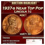 1937-s Lincoln Cent Near Top Pop 1c ms67+ rd SEGS