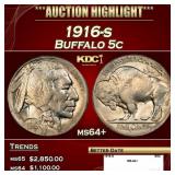 1916-s Buffalo Nickel 5c ms64+ SEGS