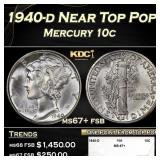 1940-d Mercury Dime Near Top Pop 10c ms67+ fsb SEG