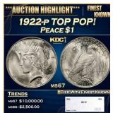 1922-p Peace Dollar TOP POP! $1 ms67 SEGS