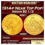 1914-p Gold Indian Quarter Eagle Near Top Pop! $2
