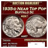 1935-d Buffalo Nickel Near Top Pop 5c ms67 SEGS