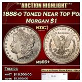 1888-o Morgan Dollar Toned Near Top Pop $1 ms66+ S