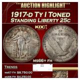 1917-d Ty I Standing Liberty Quarter Toned 25c ms6