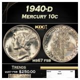 1940-d Mercury Dime 10c ms67 fsb SEGS