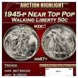 1945-p Walking Liberty Half Dollar Near Top Pop 50